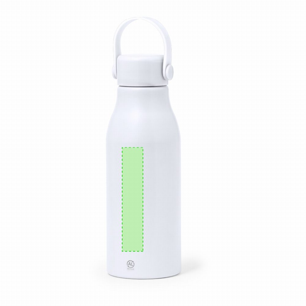 Branding diagram for Recycled aluminium drinking bottle, 700 ml Perpok – Front, central