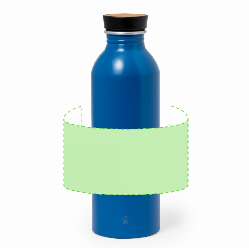 Branding diagram for Recycled aluminium drinking bottle, 550 ml Claud – Around the body