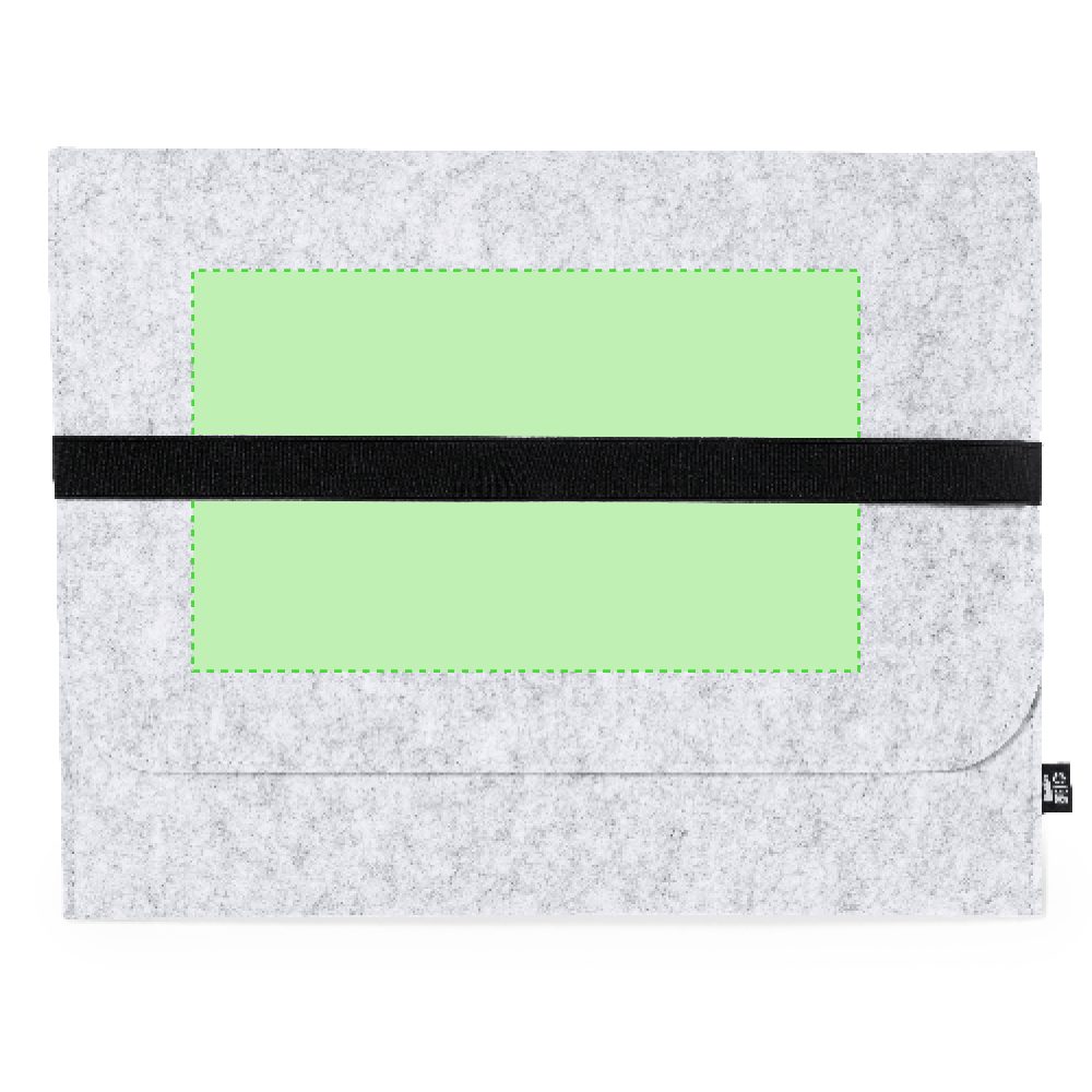 Branding diagram for Laptop bag made of RPET felt, 15 inches Riley – Centered on the flap