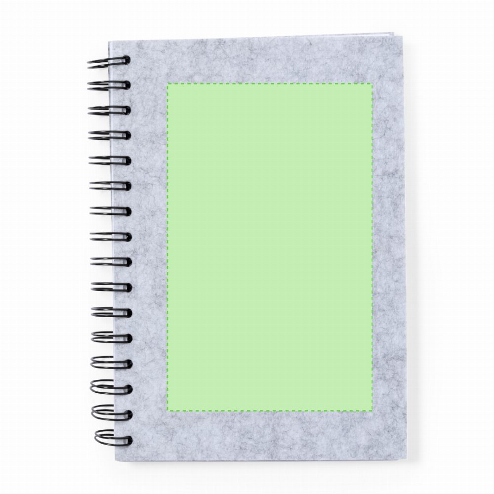 Branding diagram for Spiral notebook from RPET Felt Fionap – Cover