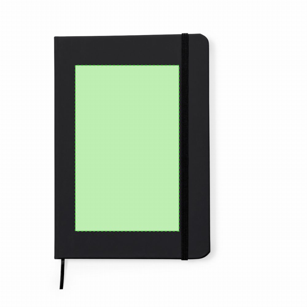 Branding diagram for Notebook made from recycled PU Zimax – Cover