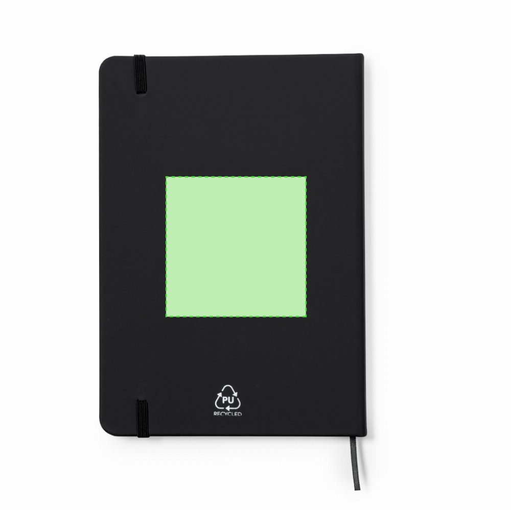 Branding diagram for Notebook made from recycled PU Zimax – On the back