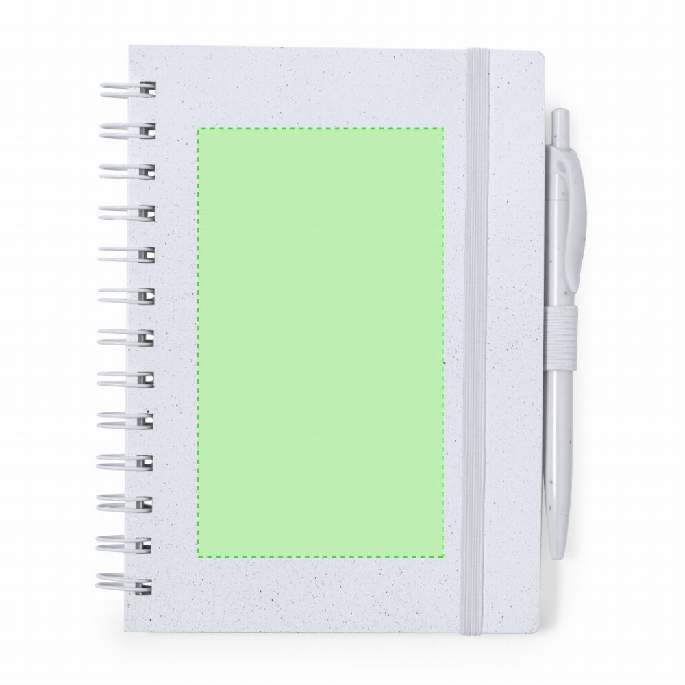 Branding diagram for Recycled ABS spiral notebook, A5 Ciara – Cover