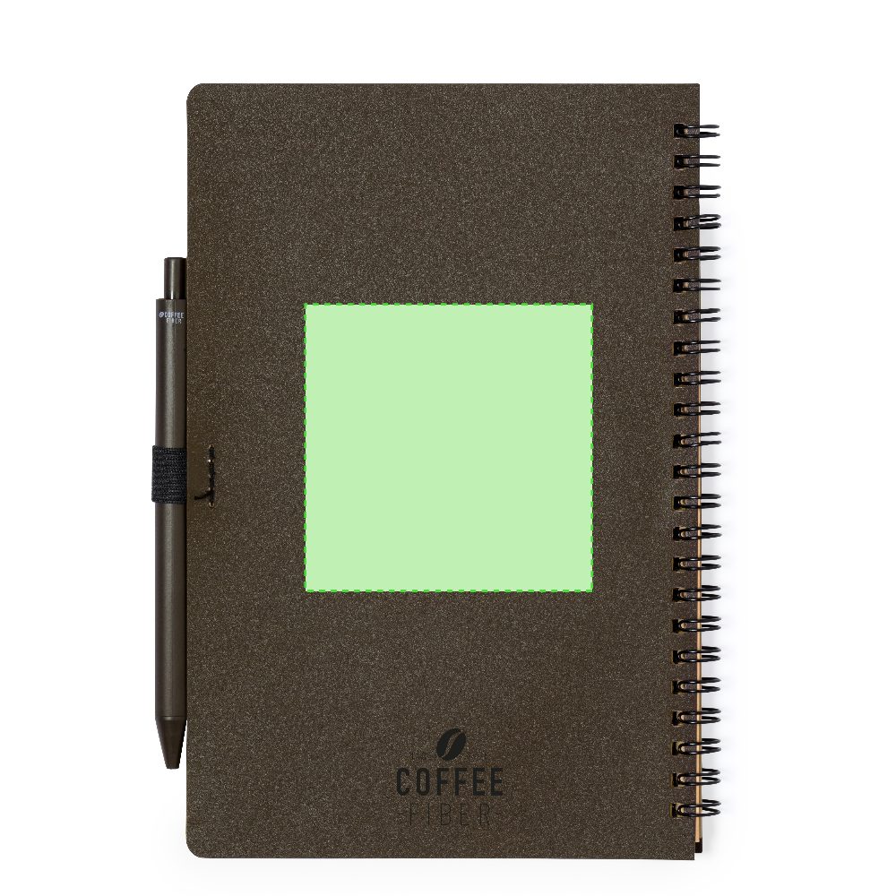 Branding diagram for Coffee fibre spiral notebook Alanna – On the back