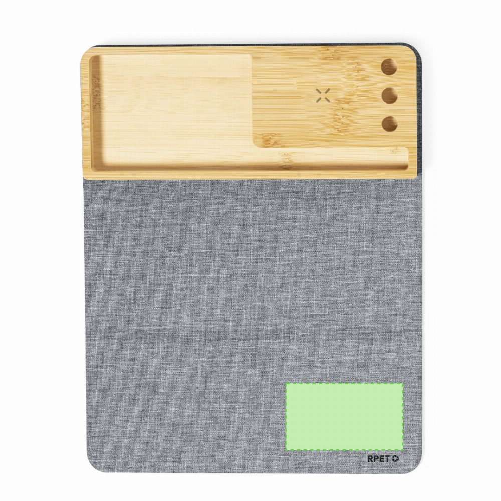 Branding diagram for Mousepad with mobile phone holder and storage from RPET Hossian – Corner area