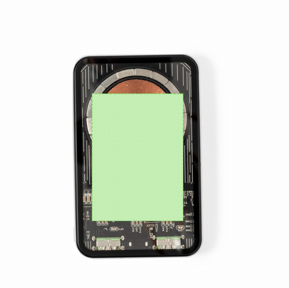 Branding diagram for Magnetic power bank 5,000 mAh Bramson – Front
