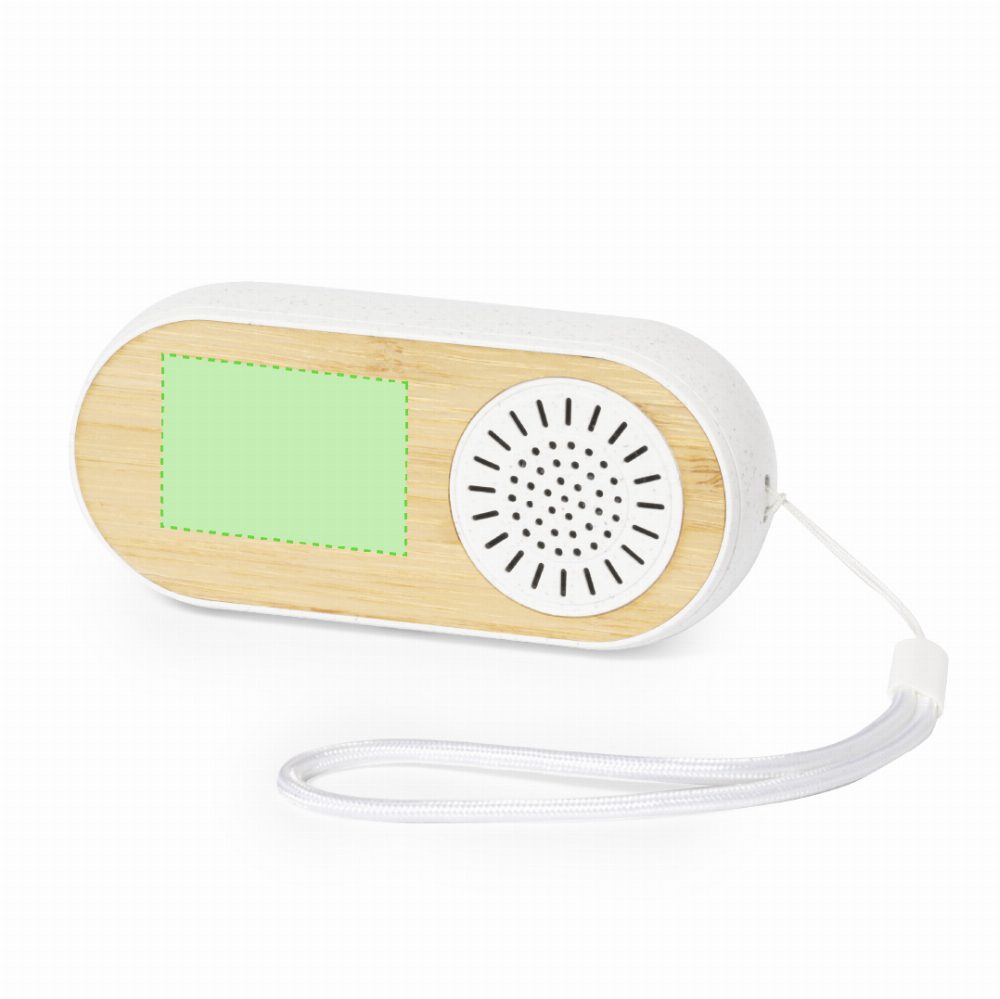 Branding diagram for Bluetooth headphones with loudspeaker charging case Gissel – On the side of the cover