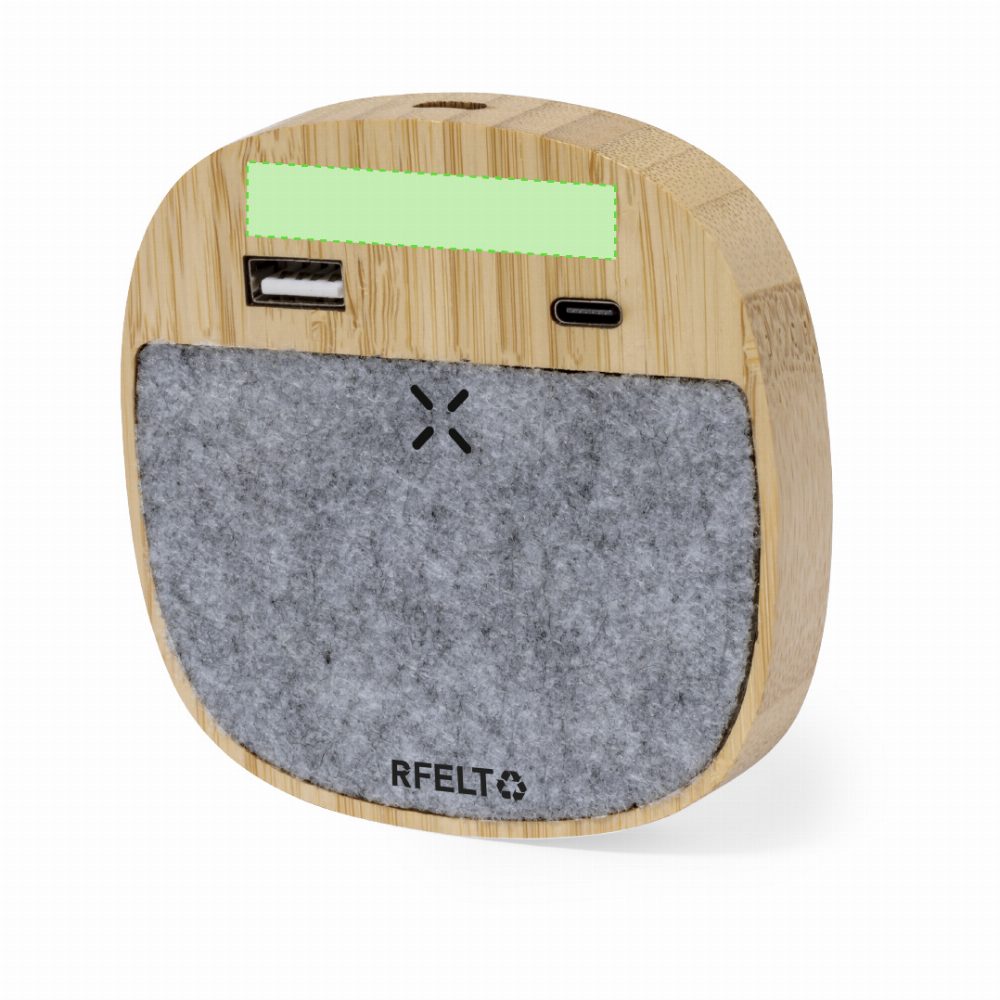 Druckskizze für Kabellose Ladestation aus RPET Filz, 15 W Emerson – oberer Bereich