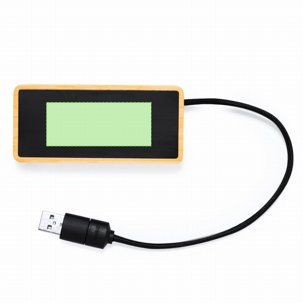 Branding diagram for Bamboo USB Hub Ginger – Front