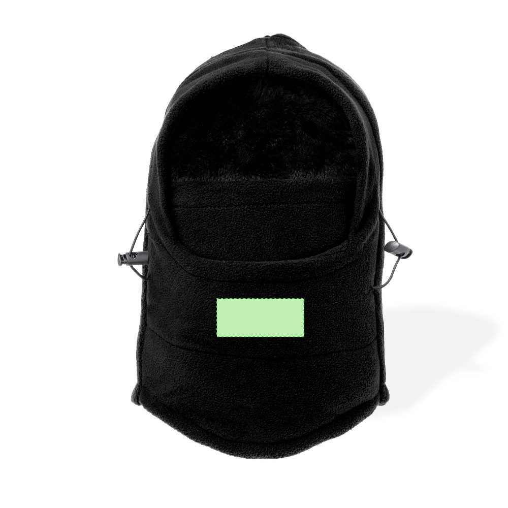 Branding diagram for 2 in 1 hose scarf and hat Tecko – Area 1
