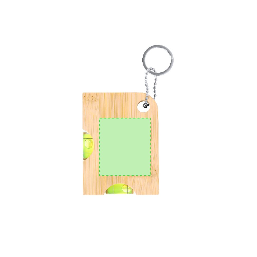 Branding diagram for Bottle opener key ring with spirit level Nish – Area 1