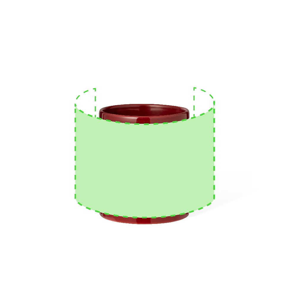 Branding diagram for Ceramic cup for sublimation, 350 ml Orchix – Area 1