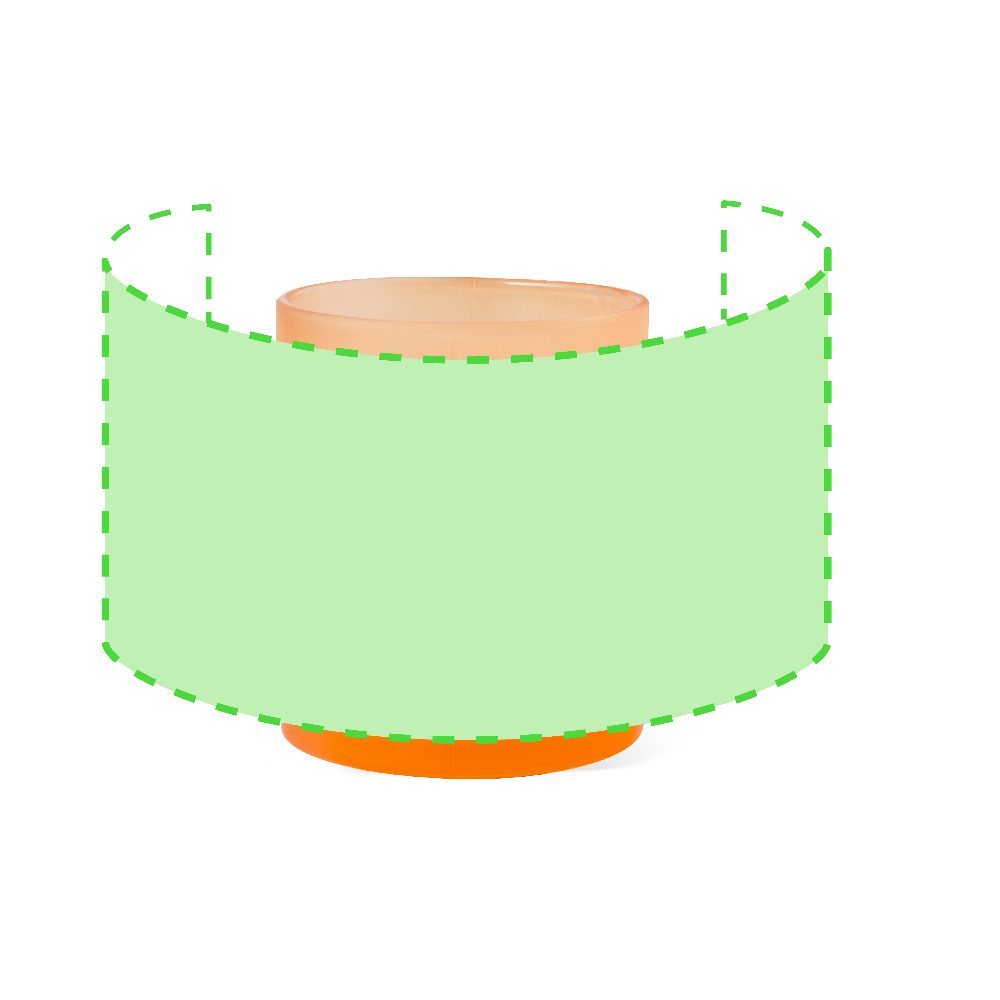 Branding diagram for Glass sublimation cup, 350 ml Cervan – Area 2