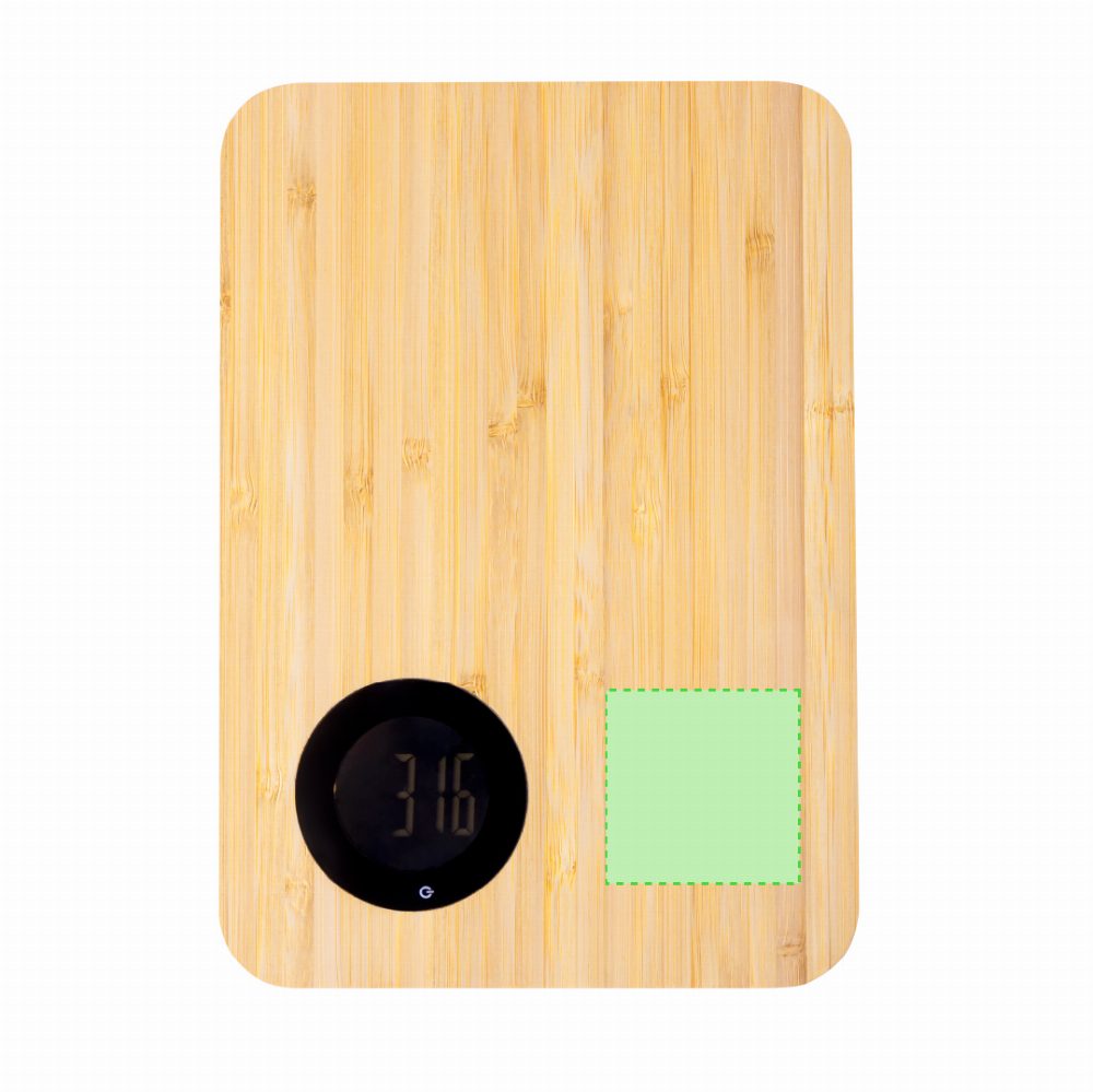 Branding diagram for Cutting board with integrated bamboo kitchen scale Mentina – Area 3