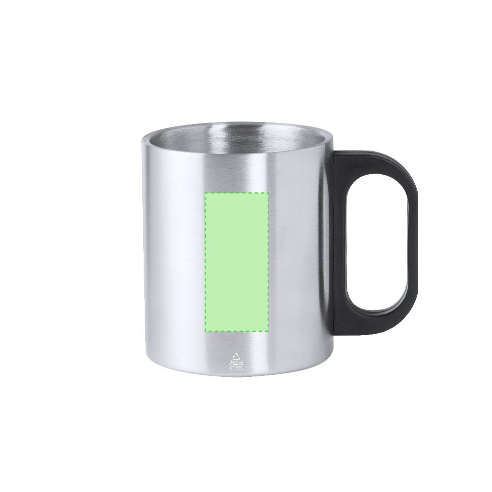 Branding diagram for Stainless steel cup 300 ml Korpla – Area 3