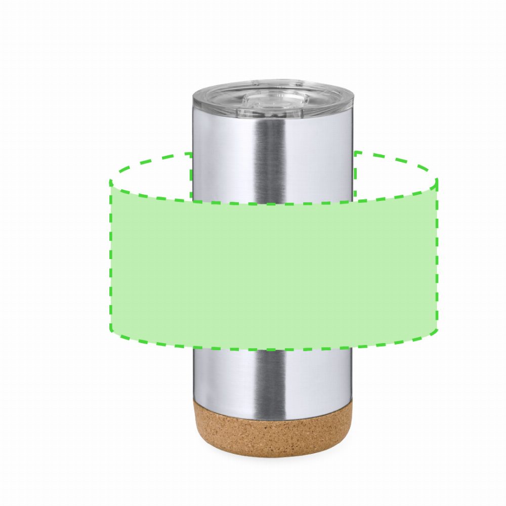 Branding diagram for Recycled stainless steel thermocup, 450 ml Frilan – Area 1
