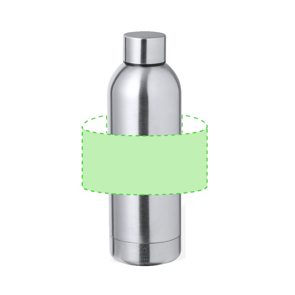 Branding diagram for Recycled stainless steel thermal bottle, 500 ml Hilker – Area 5