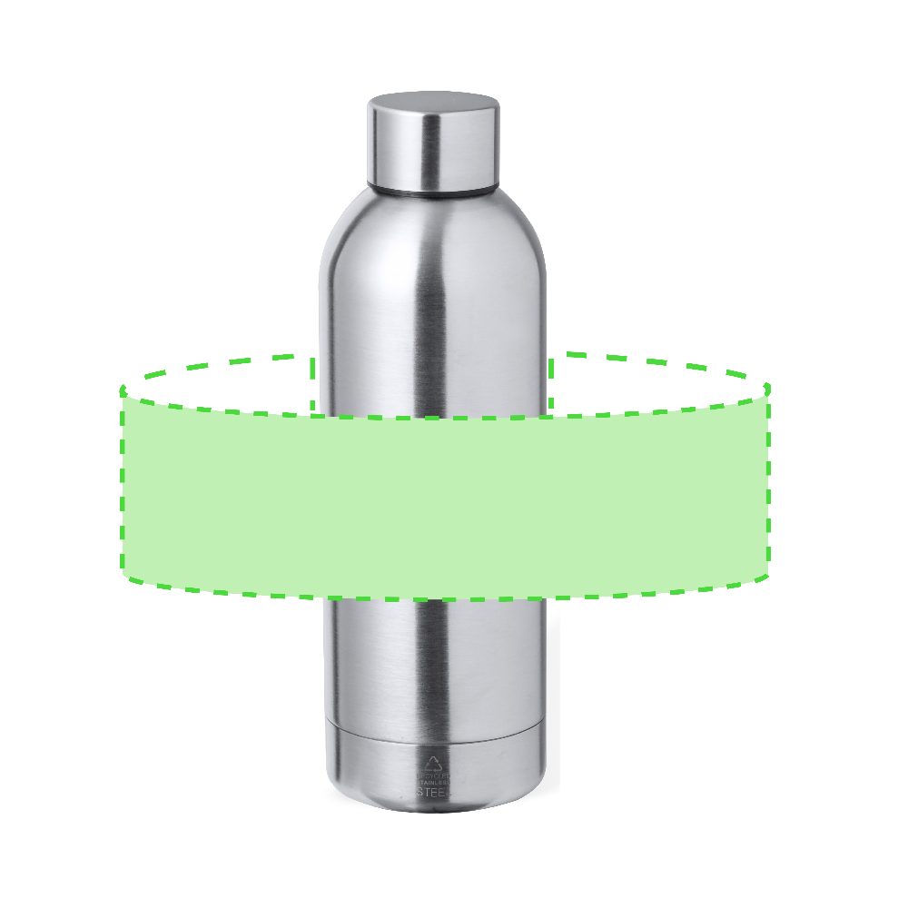 Branding diagram for Recycled stainless steel thermal bottle, 500 ml Hilker – Area 7