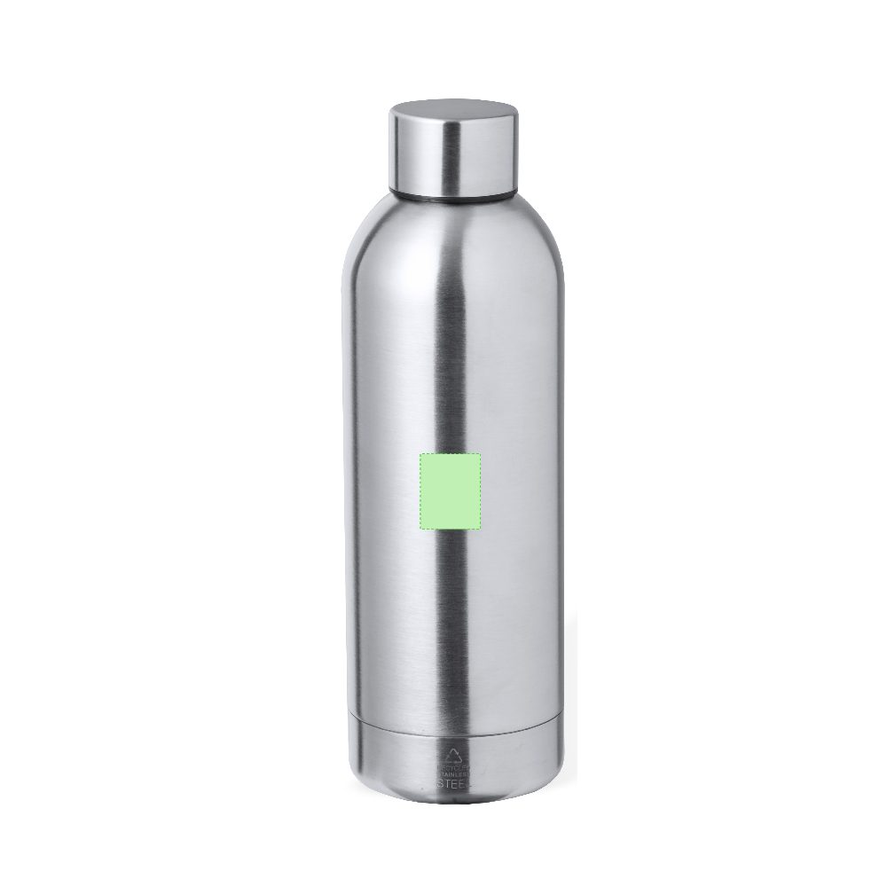 Branding diagram for Recycled stainless steel thermal bottle, 500 ml Hilker – Area 1