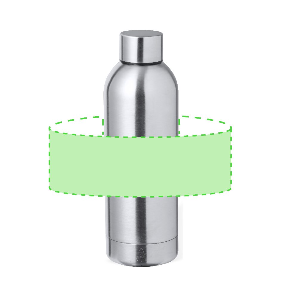 Branding diagram for Recycled stainless steel thermal bottle, 500 ml Hilker – Area 6