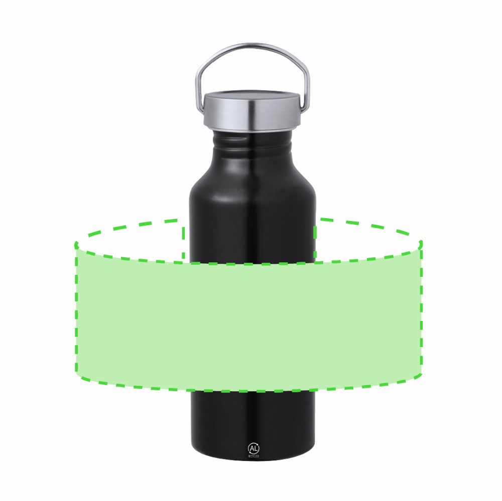 Branding diagram for Recycled aluminium drinking bottle, 650 ml Zandor – Area 7