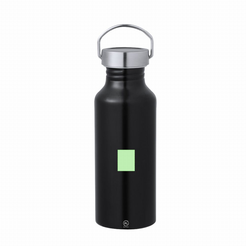 Branding diagram for Recycled aluminium drinking bottle, 650 ml Zandor – Area 1