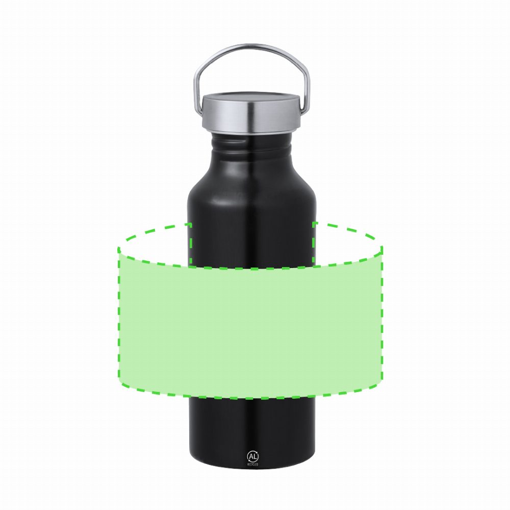 Branding diagram for Recycled aluminium drinking bottle, 650 ml Zandor – Area 6