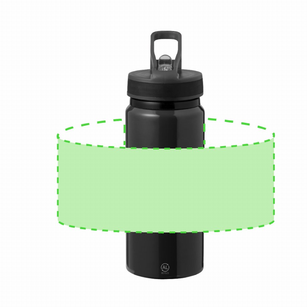 Branding diagram for Recycled aluminium drinking bottle, 680 ml Nolde – Area 1