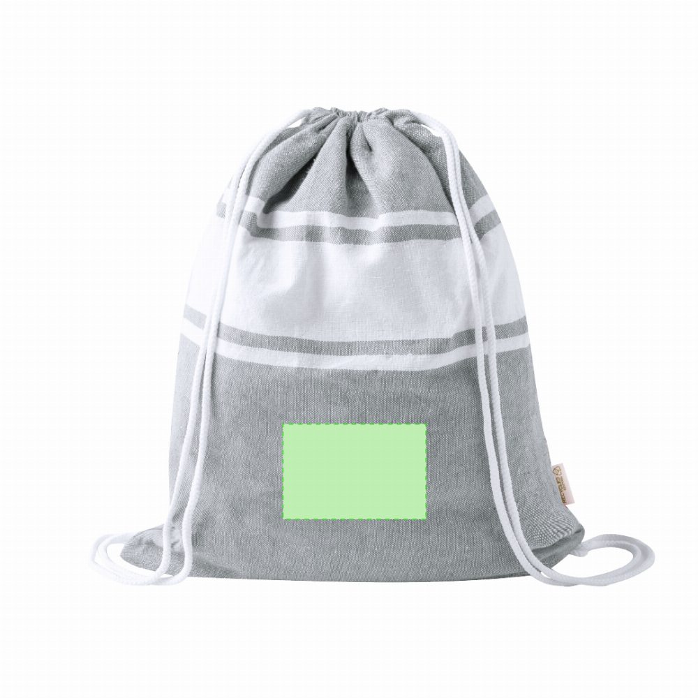 Branding diagram for Backpack beach towel of recycled cotton Carey – Area 1