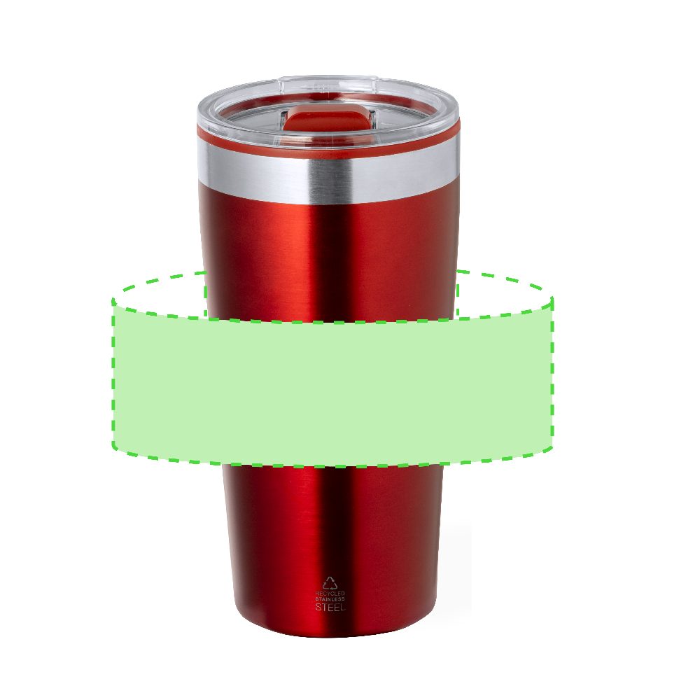 Branding diagram for Recycled stainless steel thermal beakers, 600 ml Dione – Area 2