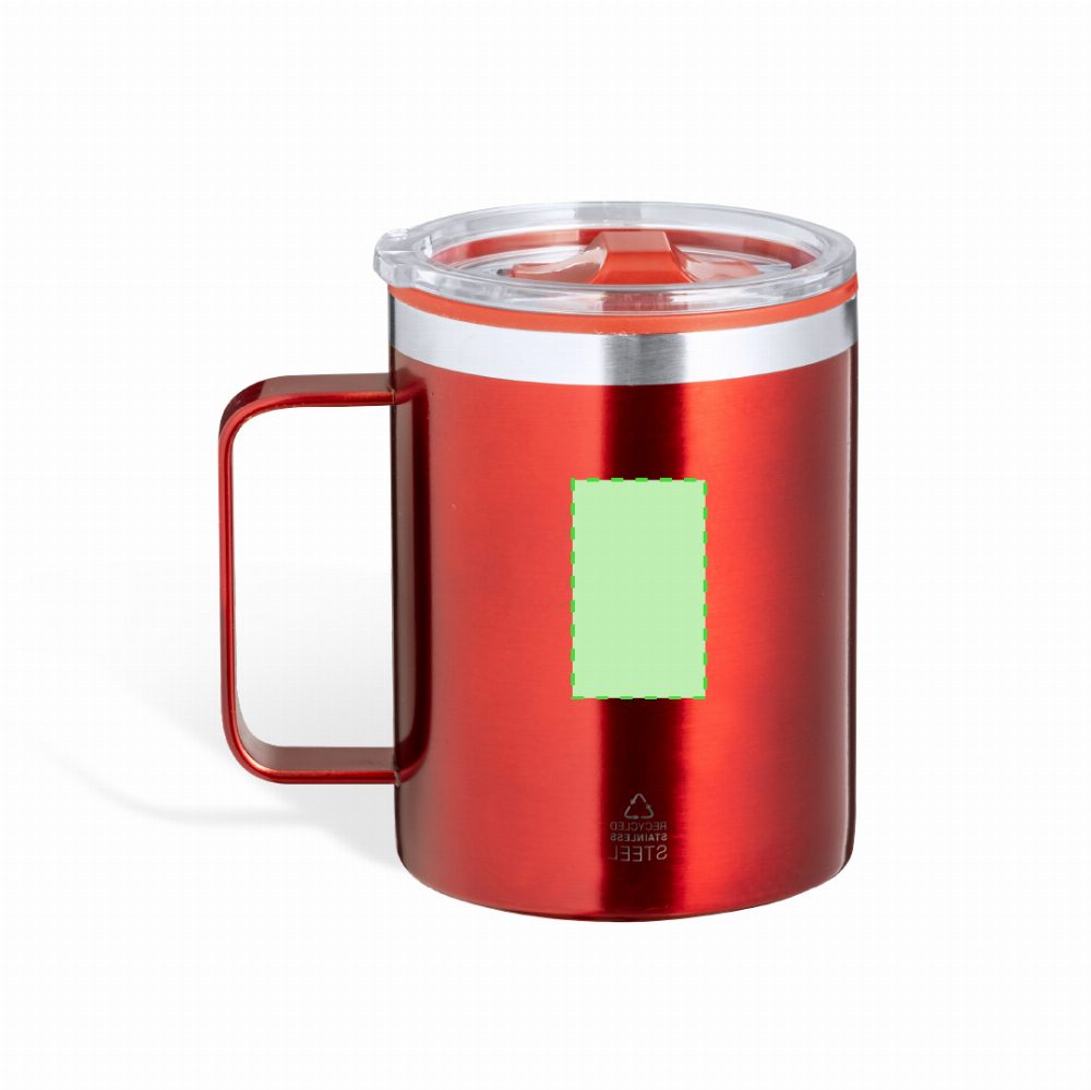 Branding diagram for Recycled stainless steel thermocup, 400 ml Suprax – Area 3