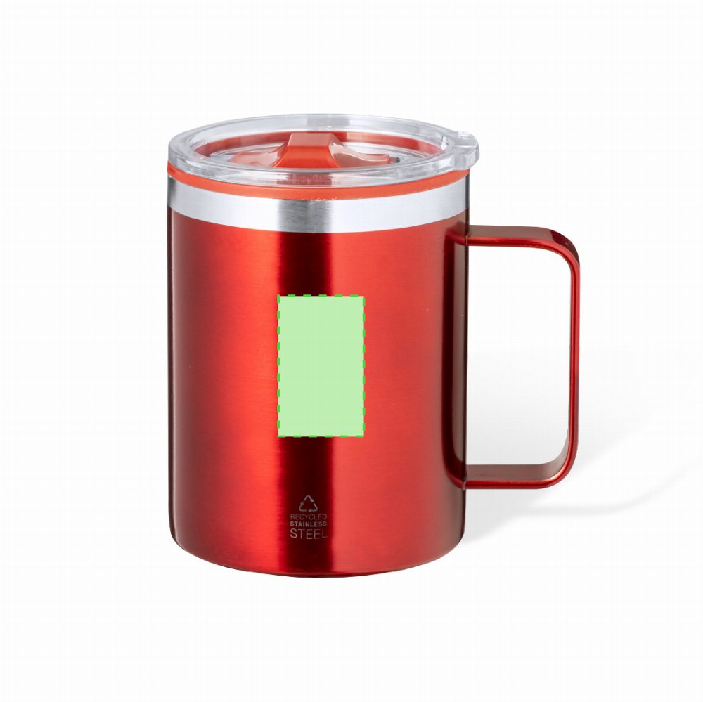 Branding diagram for Recycled stainless steel thermocup, 400 ml Suprax – Area 4