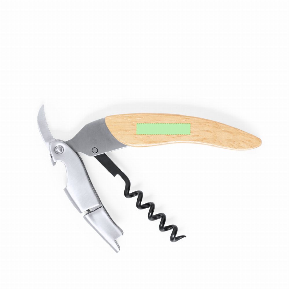 Branding diagram for Wooden corkscrews with a bottle opener Mansen – Area 2