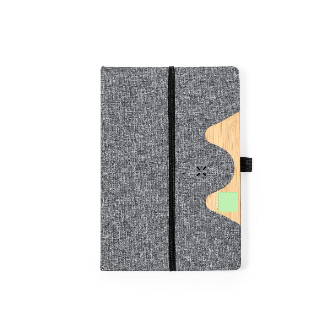 Branding diagram for Notebook with wireless charging station from RPET, 15 W Dalou – Area 3