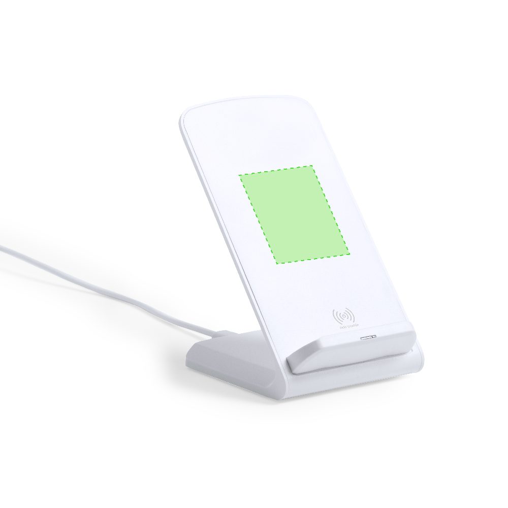Branding diagram for Mobile phone stand with recycled ABS wireless charging station Tayil RCS – Area 1