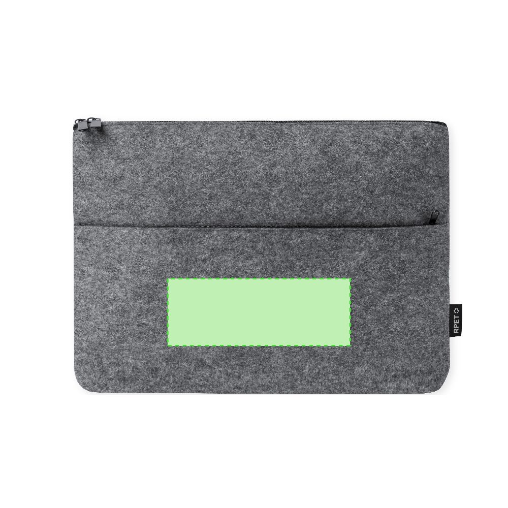 Branding diagram for Laptop bag made of RPET felt, 15 inches Ginax – Area 1