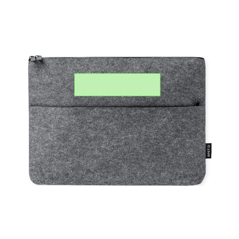 Branding diagram for Laptop bag made of RPET felt, 15 inches Ginax – Area 2
