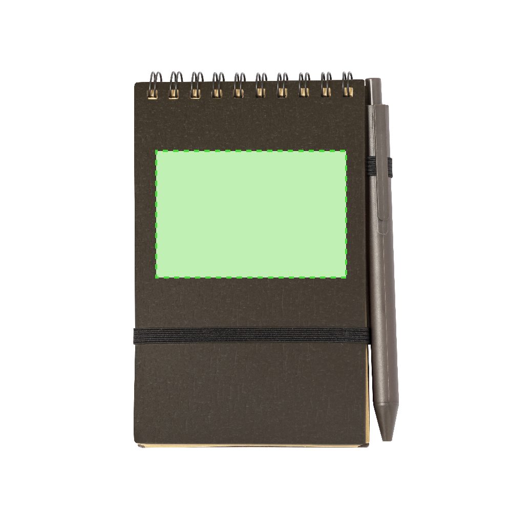 Branding diagram for Coffee fibre spiral notebook, lined Pacam – Area 1