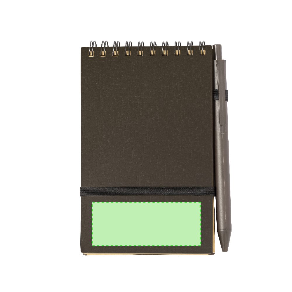 Branding diagram for Coffee fibre spiral notebook, lined Pacam – Area 2