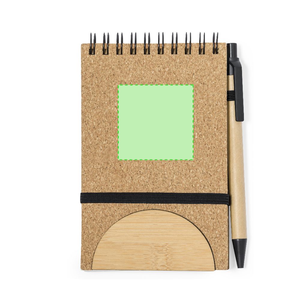 Druckskizze für Notizbuch mit Handyhalter aus Kork Marinix – Fläche 1