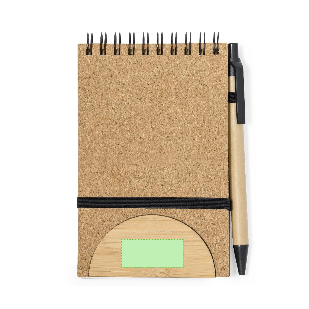 Druckskizze für Notizbuch mit Handyhalter aus Kork Marinix – Fläche 2