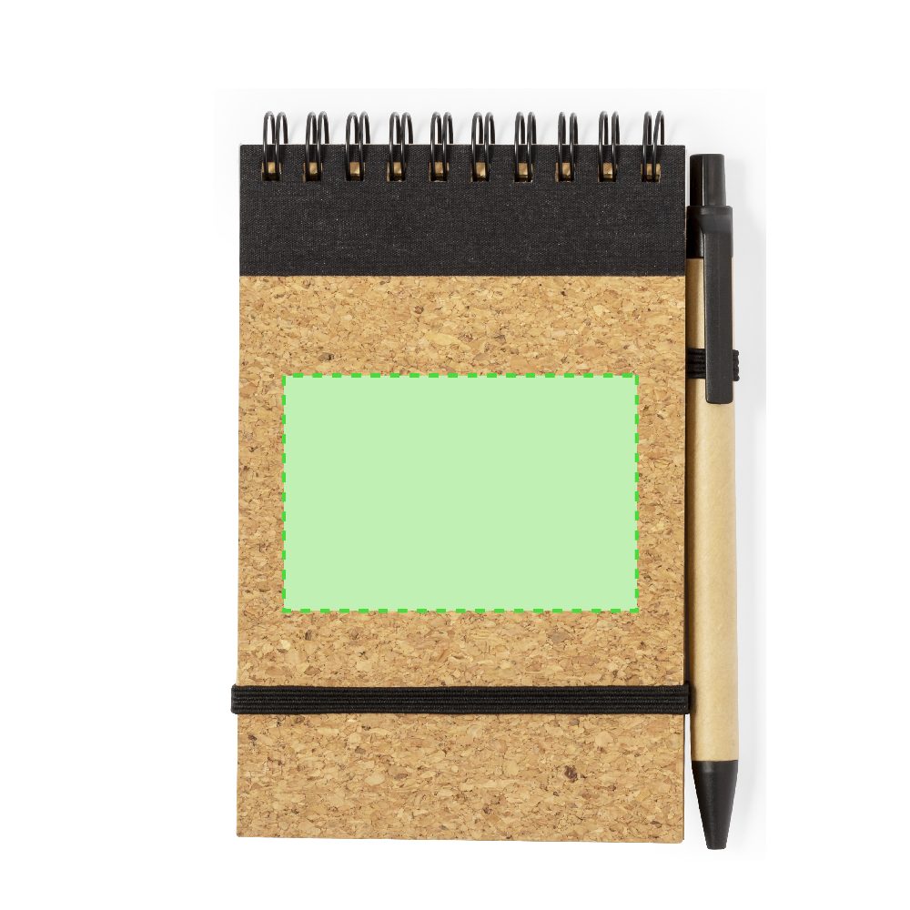 Branding diagram for Cork spiral notebook Teyaki – Area 1