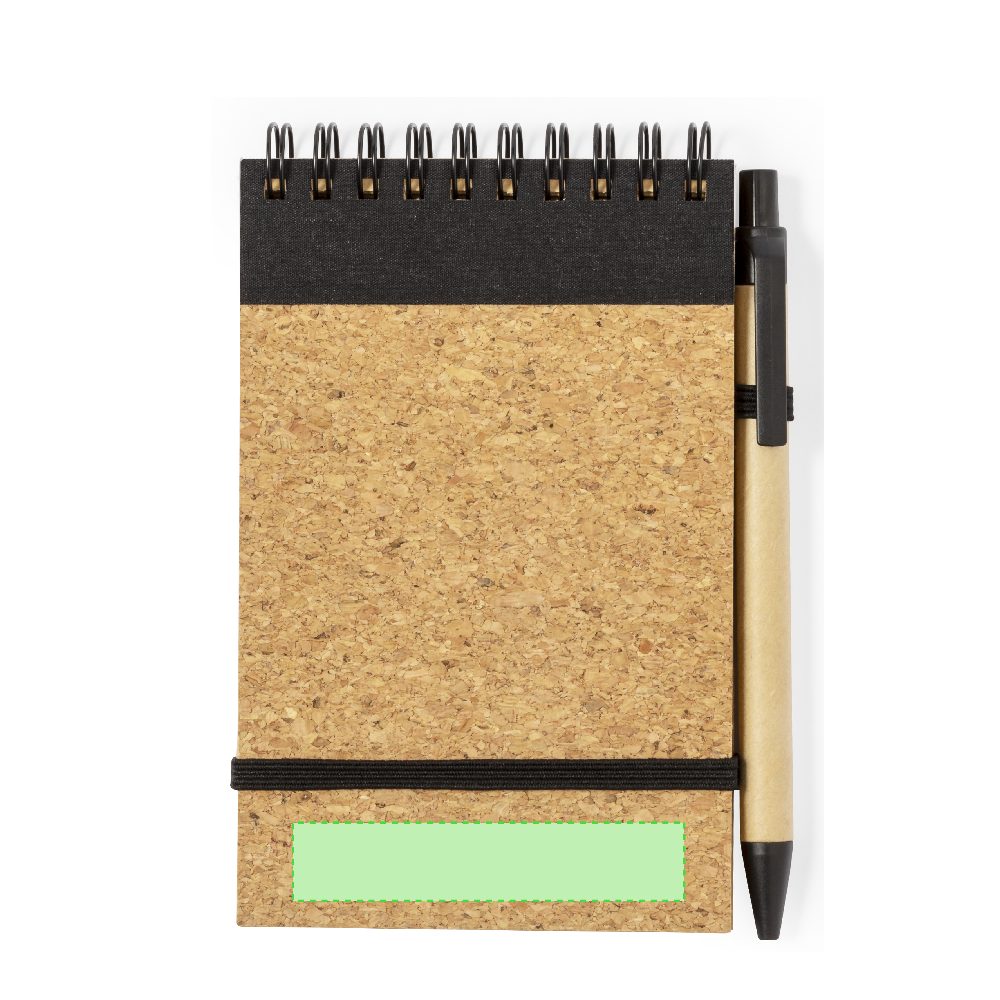 Branding diagram for Cork spiral notebook Teyaki – Area 2