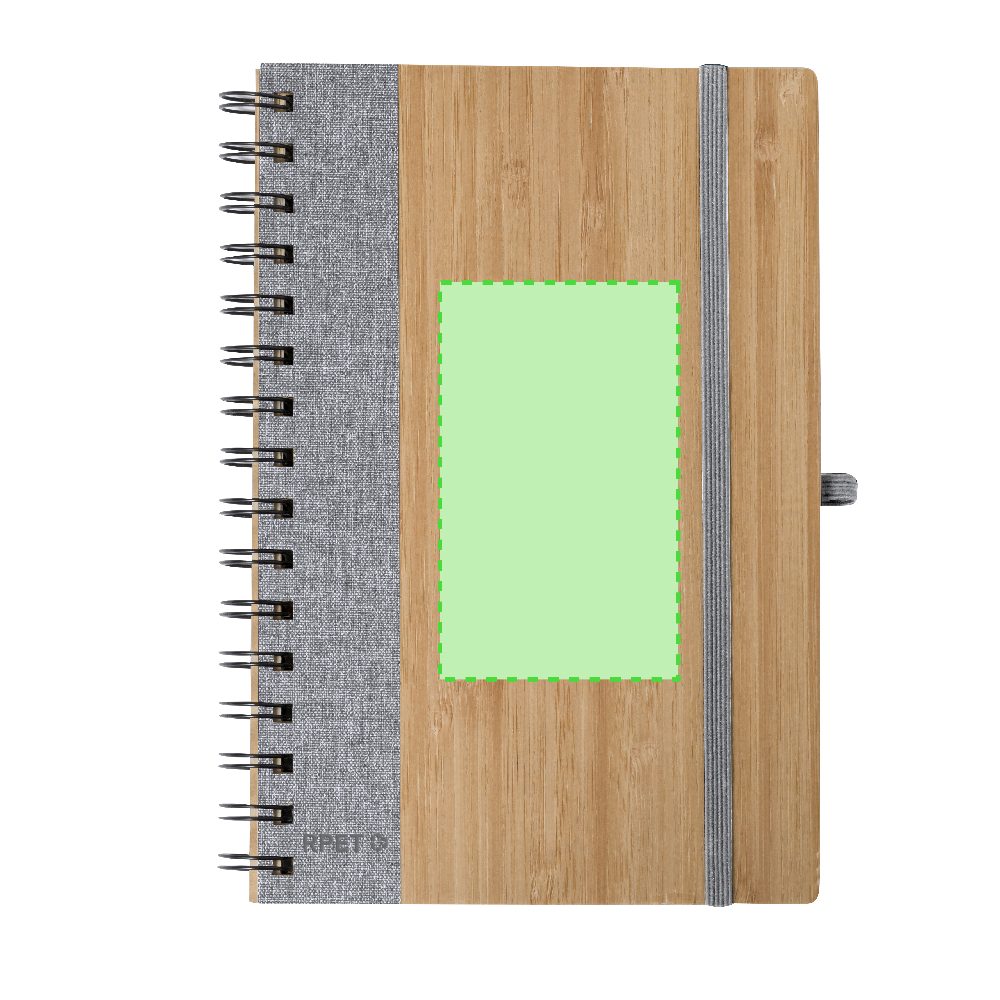 Branding diagram for Bamboo spiral notebook, lined Gasmon – Area 2