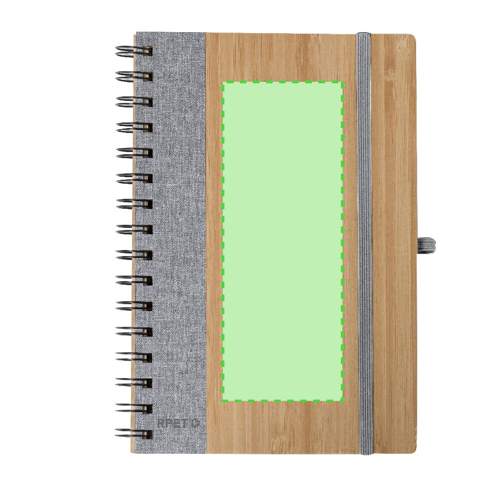 Branding diagram for Bamboo spiral notebook, lined Gasmon – Area 1