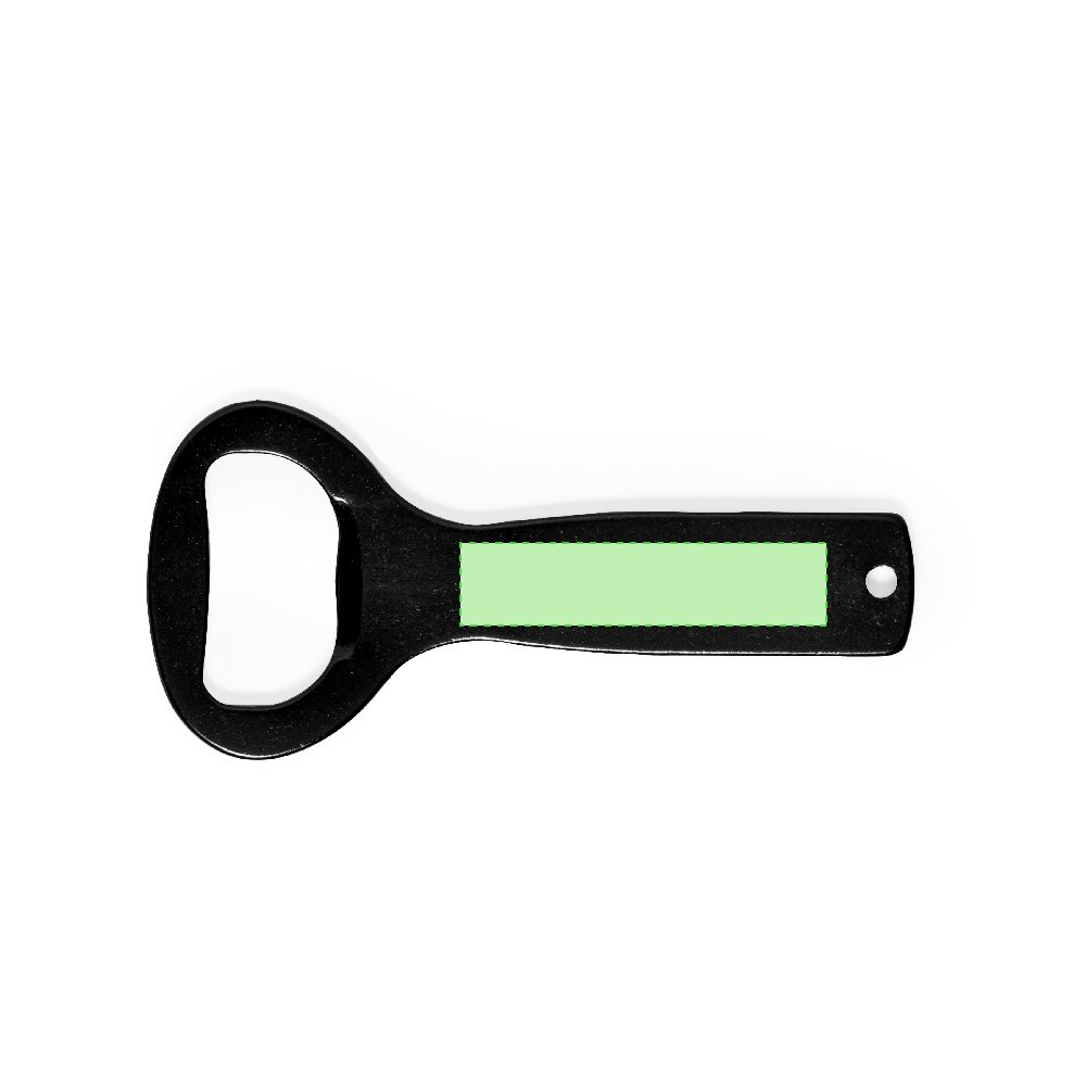 Branding diagram for Recycled aluminium bottle opener Gambit – Area 1