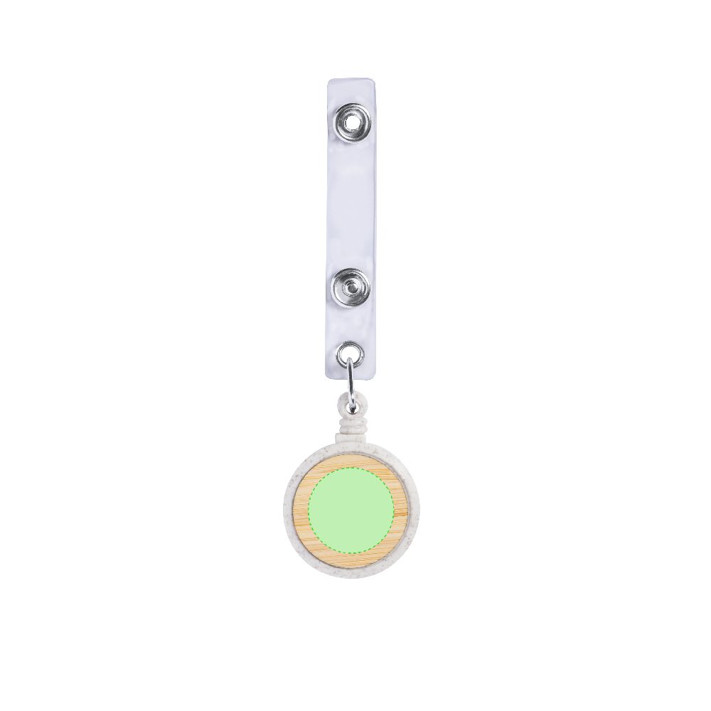 Branding diagram for Roller clip for identity cards with bamboo front Alikra – Area 1