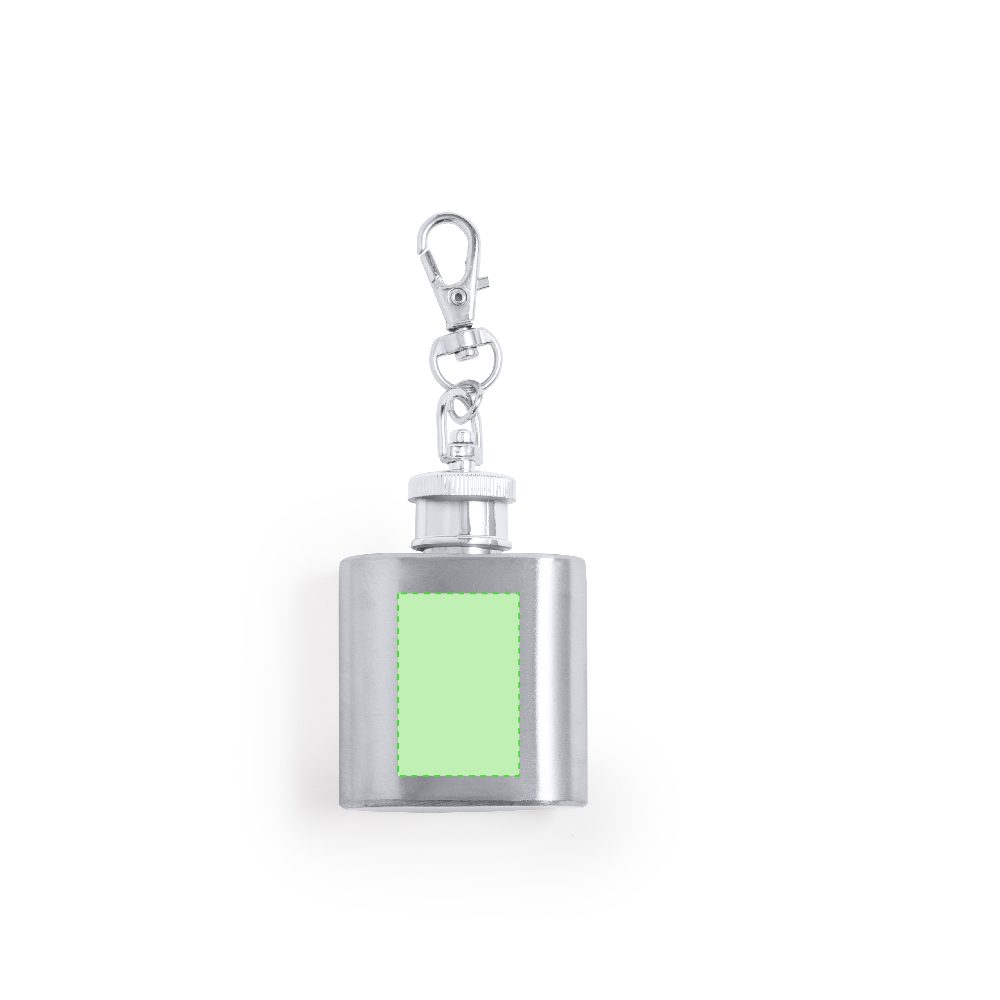 Branding diagram for Flat-mann stainless steel key ring 30 ml Deneb – Area 2