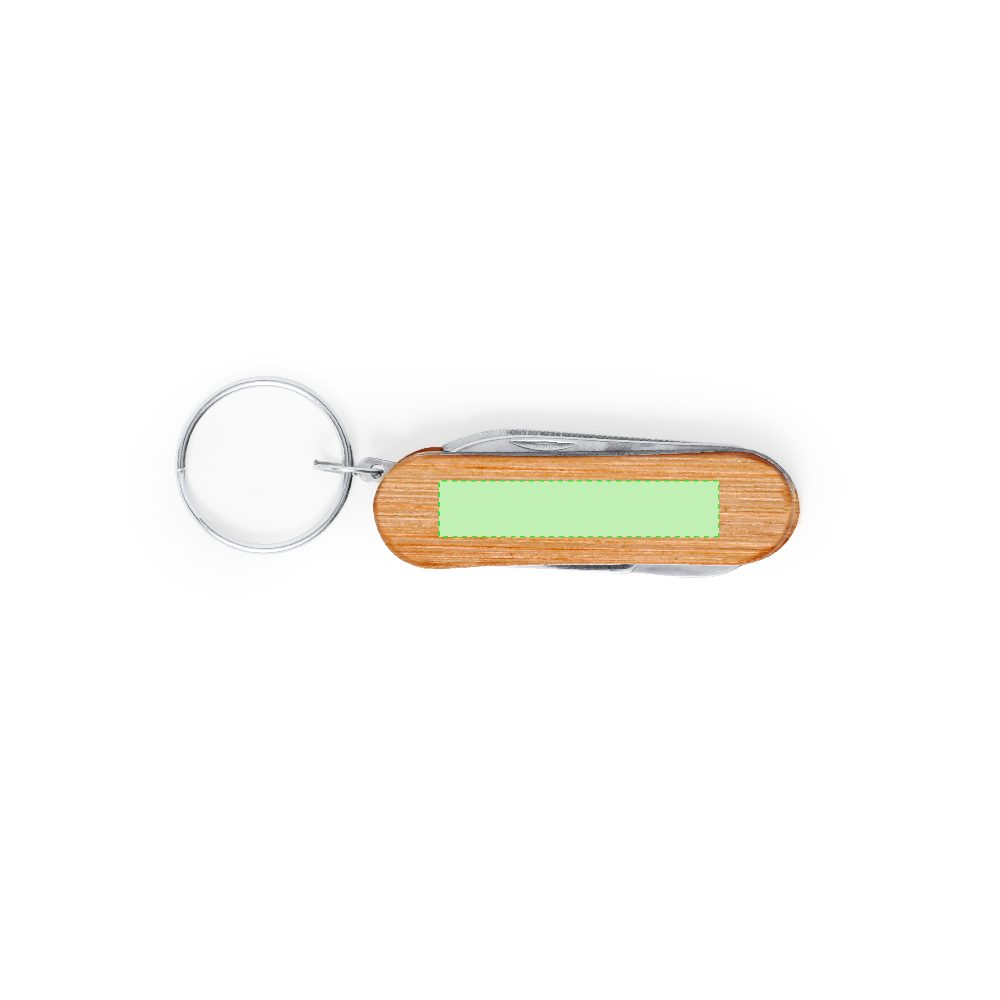 Branding diagram for Multitool Keyrings of wood Famke – Area 1