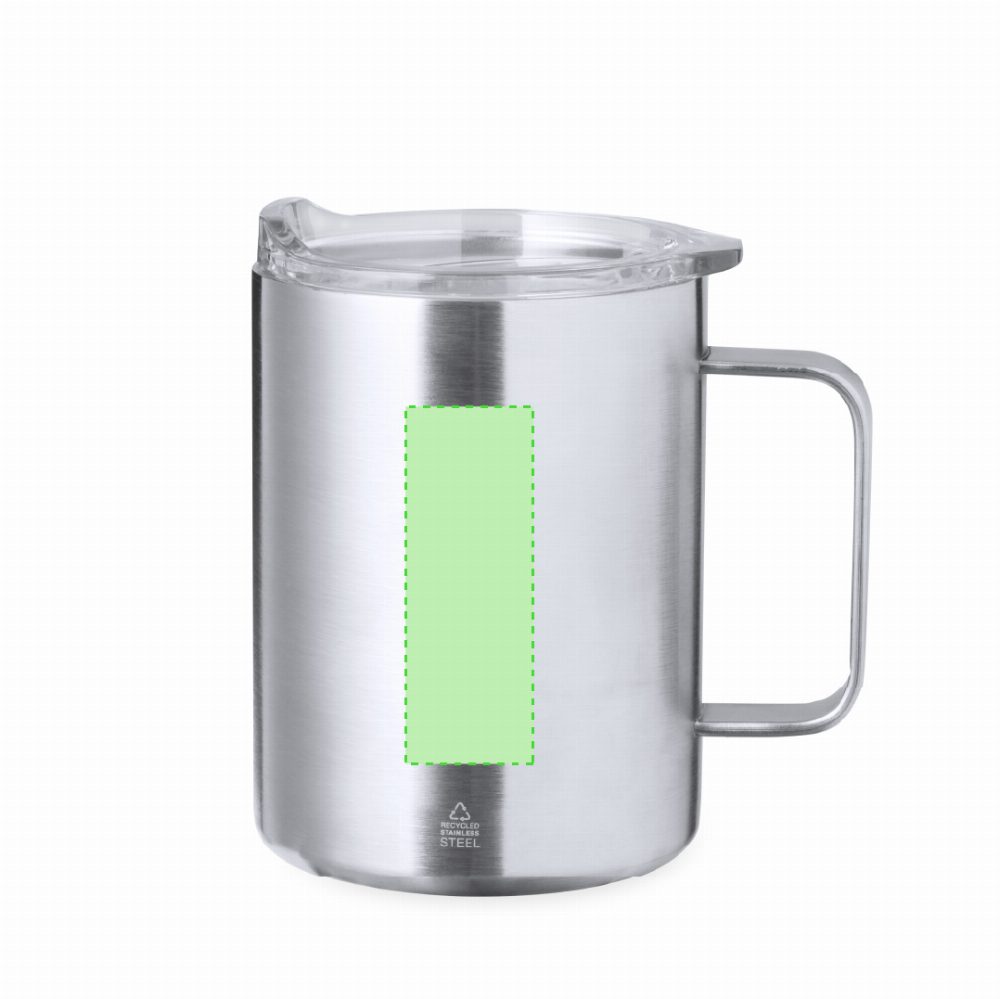 Branding diagram for Thermocup made of recycled stainless steel, 370 ml Dovery – Area 3